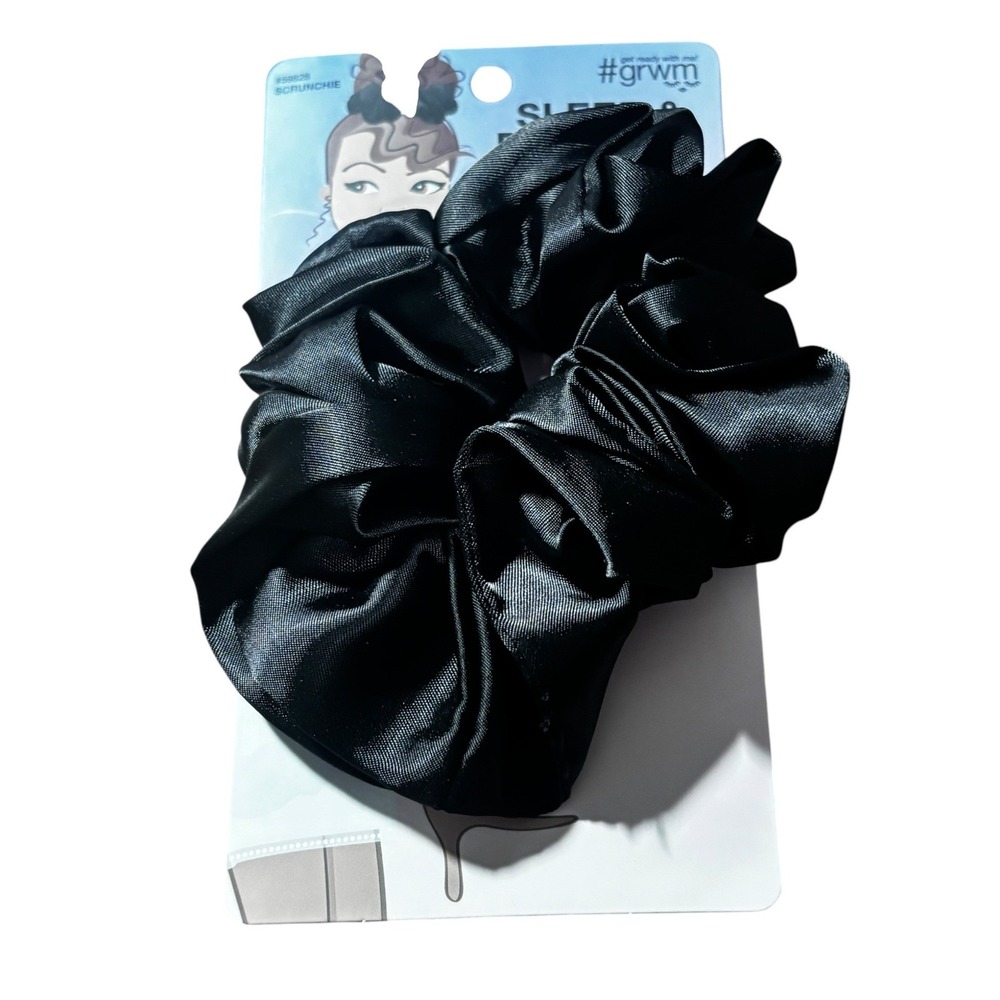 Conair Sleep Scrunchie Black Satin Hair Tie #grwm 59828 Blowout Protector
